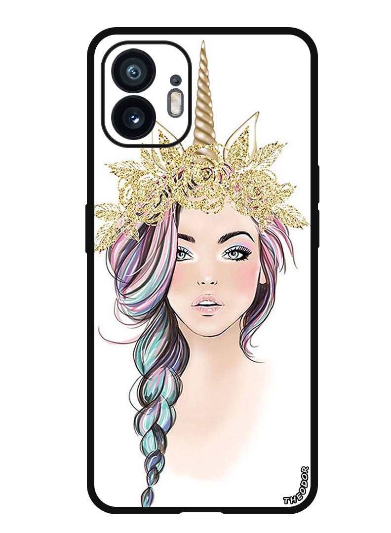 Theodor Protective Case Anti Scratch Shock Proof Bumper Cover For Nothing Phone (2) Golden Unicorn Girl - Image 1