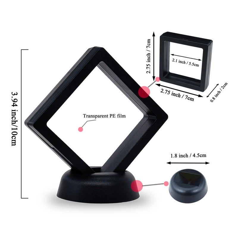 SQEYYGI 10Pcs Coin Holder Challenge Coin Display Stand, Black 3D Floating Display Case for AA Coin Medallions Jewelry Rock Gem Arrowhead Collecting and Display (2.75Ã—2.75Ã—0.8 inches) - Image 2