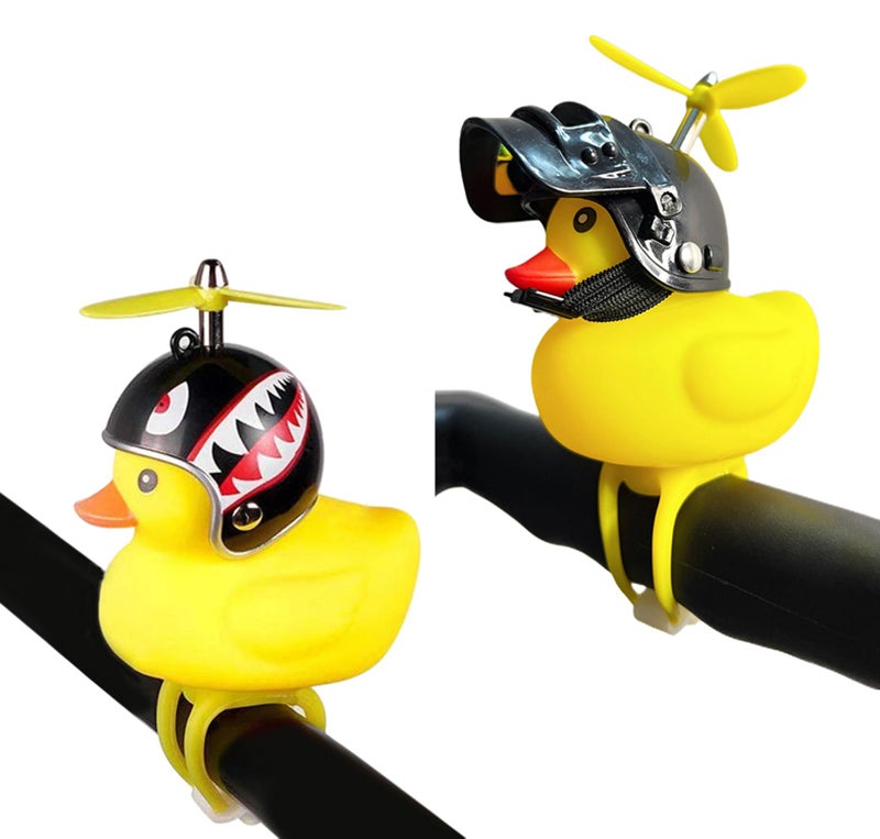 Omeet Lovely Yellow Duck Bike Bell, Kids Bike Horn, Rubber Yellow Duck Bicycle Accessories with LED Light - for Kids Toddler Children Adults Sport Outdoor - Image 1