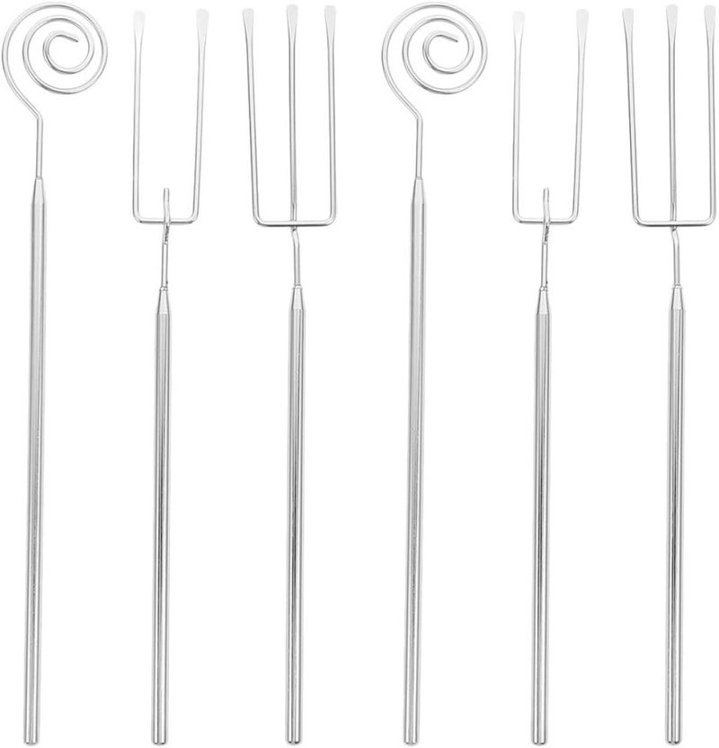 Hemobllo 6pcs Stainless Steel Fondue Forks with Heat Resistant Handles, Chocolate and Cheese Skewers for Hot Pot and Bbq, Small Specialty Dipping Tools for Kitchen and Dining - Image 1