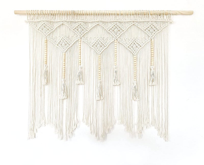 Youngeast Large Macrame Wall Hanging for Bedroom, Headboard, Window Curtains, Boho Wall Decor, Tapestry, Tassel Woven Backdrop 31"X39" (Wood Dowels Not Included) - Image 4
