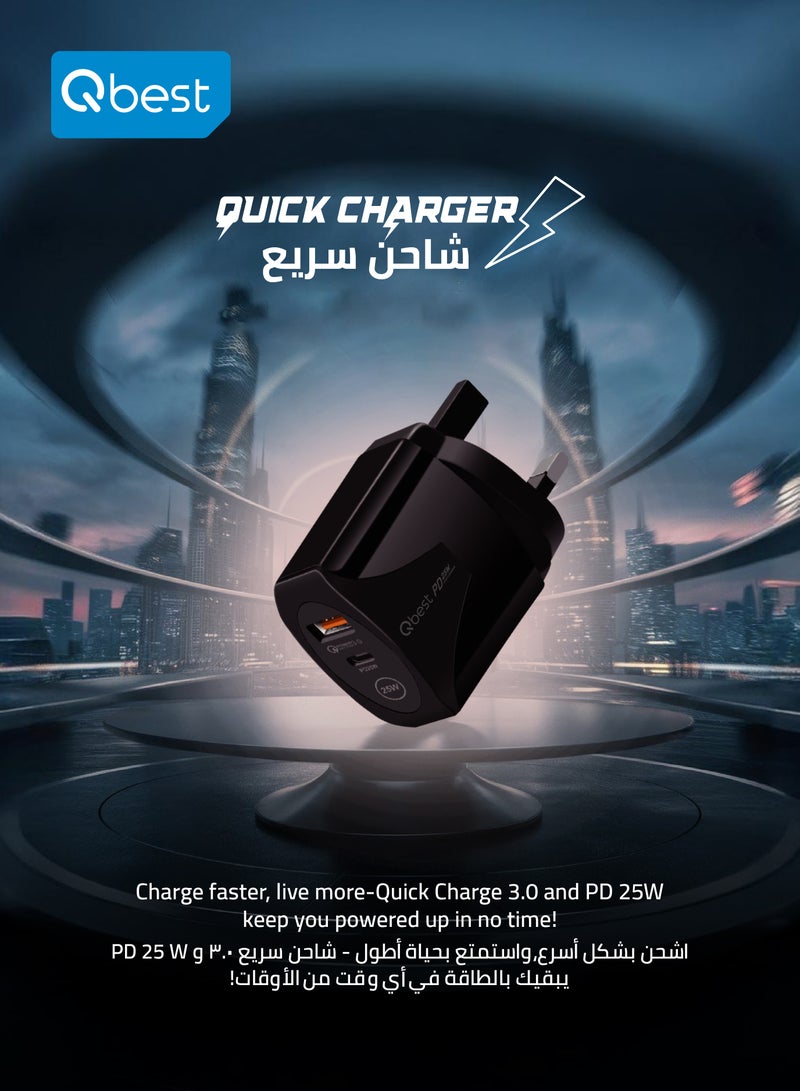 Qbest 25W Type-C PD & QC 3.0 USB Dual Port Fast Charger – Super Fast, Durable, and Safe Charging for iPhone, Samsung, and More - Image 5