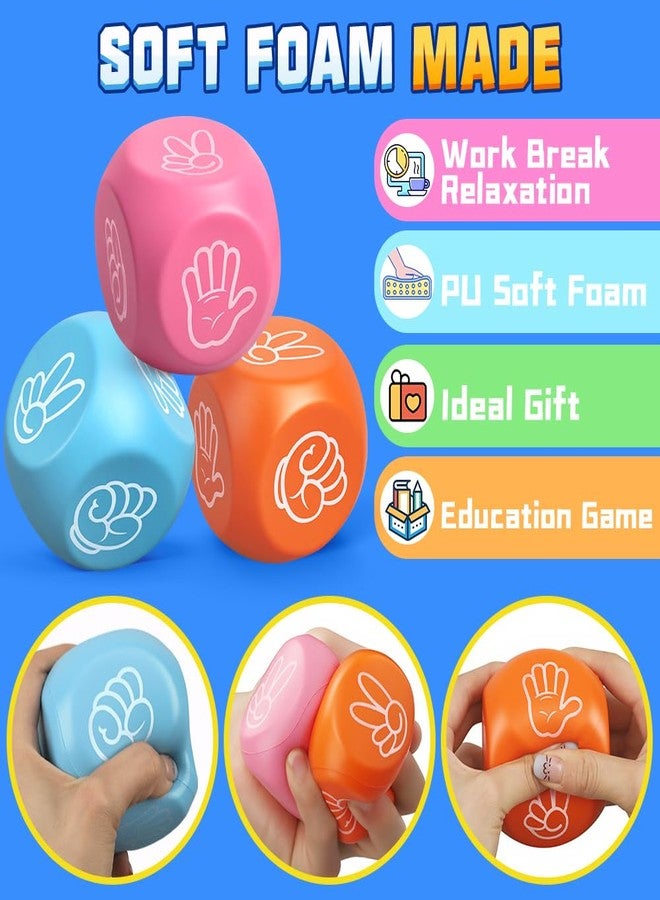 Cybemaga 3 Pcs Soft Foam Dice Cube for Adults Kids, Squeeze Toy for Outdoor Indoor, Portable Soft Slow PU Dice with 6 Sided for Finger-guessing Game for Family Game - Image 3