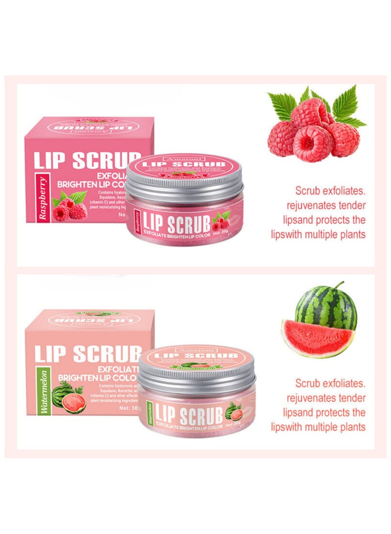 2 Pcs Fruity Lip Scrub, Lip Scrub Exfoliator, Lip Care for Women , Moisturizing Lip Mask, Lip Balm u0026 Moisturizer for Dry Chapped Lip, Lip Exfoliator Scrub, Watermelon u0026 Raspberry Taste - Image 4