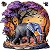 Qiuenisray Wooden Puzzles for Adults 500 Pieces 3D Vision Effect Elephant Forest Puzzle FSC Certified Wall Decor Unique Shape Jigsaw Puzzle for Family Game 169 x 164 in - Image 2