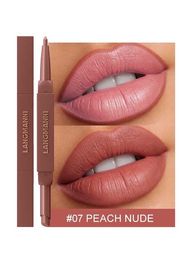 LANGMANNI Duo Velvet Lip,Sculpting Matte Velvet Lip Stick,2-in-1 Lip Liner & Lipstick Pencil Creamy Matte Long-Lasting Smudge-Proof Nude Lip Makeup for Defined Full Lips #07 - Image 2