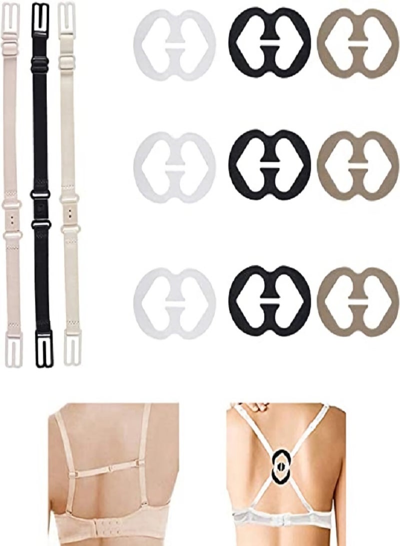 SYOSI 12 Pcs Bra Strap Clips Conceal Bra Straps Bra Cross Back Clips Elastic Adjustable Non-Slip Strap Holder for Ladies Women Girls - Image 1