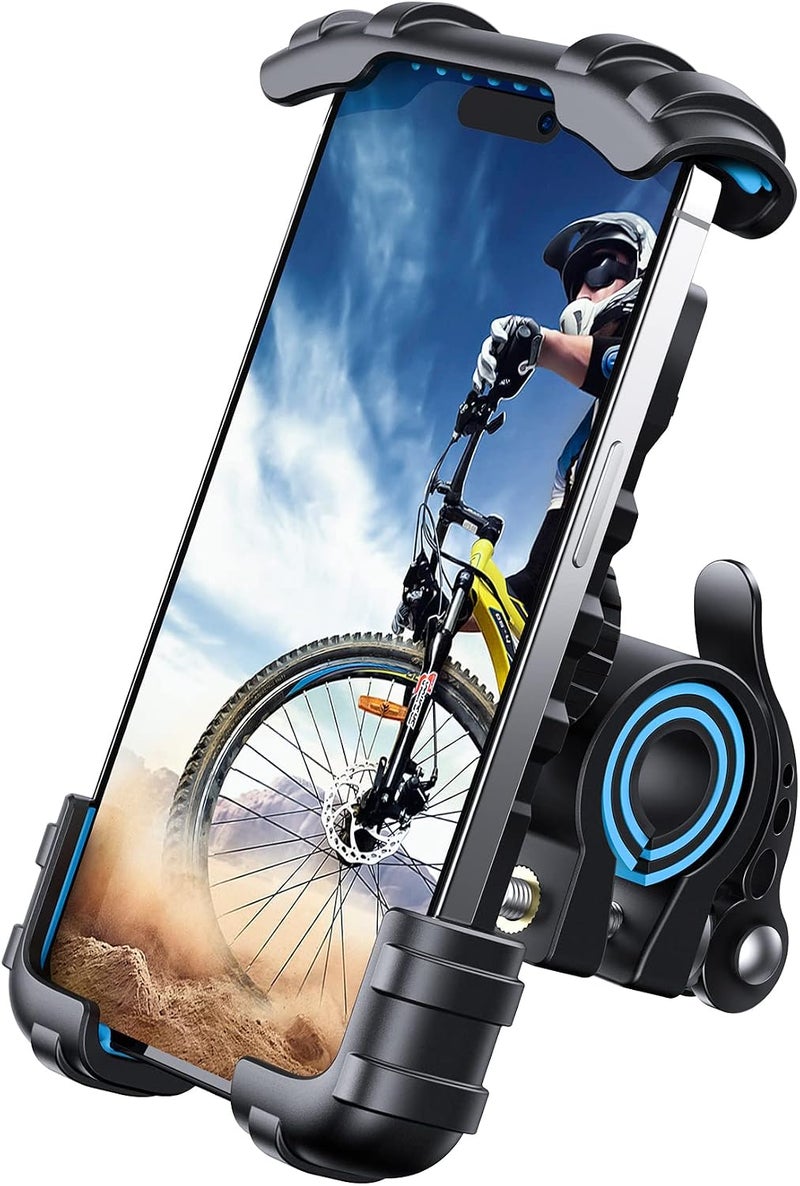 Lamicall Bike Phone Holder, Motorcycle Phone Mount - Motorcycle Handlebar Cell Phone Clamp, Scooter Phone Clip for iPhone 14 Plus/Pro Max, 13 Pro Max, S9, S10 and More 4.7" - 6.8" Smartphones, Blue - Image 2