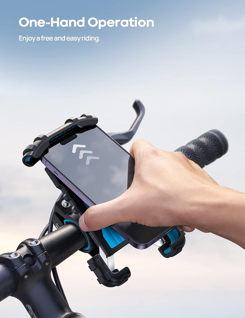 Lamicall Bike Phone Holder, Motorcycle Phone Mount - Motorcycle Handlebar Cell Phone Clamp, Scooter Phone Clip for iPhone 14 Plus/Pro Max, 13 Pro Max, S9, S10 and More 4.7" - 6.8" Smartphones, Blue - Image 3