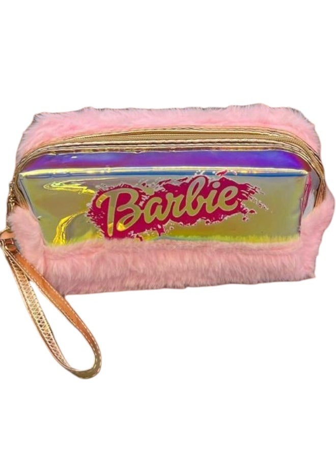 Barbie Pink Fluffy Makeup Bag & Pencil Pouch Storage Bag For kids - pzsku/ZCE436987A5F727F91287Z/45/_/1709208030/c21fd282-ed9b-4107-a3ed-e6b72466a41e