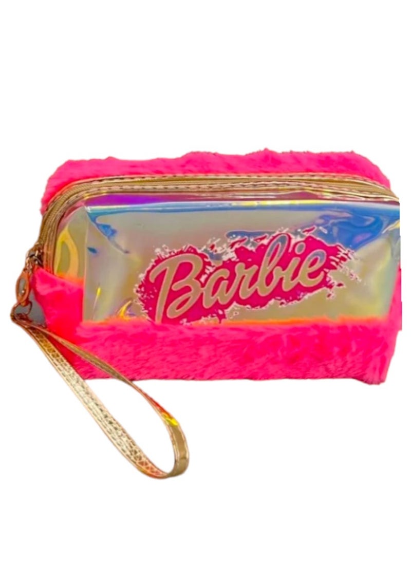 Barbie Pink Fluffy Makeup Bag & Pencil Pouch Storage Bag For kids - pzsku/ZCE436987A5F727F91287Z/45/_/1713432598/df99e96b-3c97-43a5-a37e-ca89617aaf67