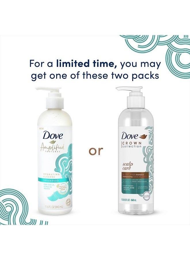 Dove - Amplified Textures Shampoo, Conditioner, Leave-In Conditioner with Coconut Milk, Aloe, and Jojoba 3 Count for Coils, Curls and Waves and Moisture Amplifying Hair Care Blend 11.5 Ounce (Pack of 3) - Image 1