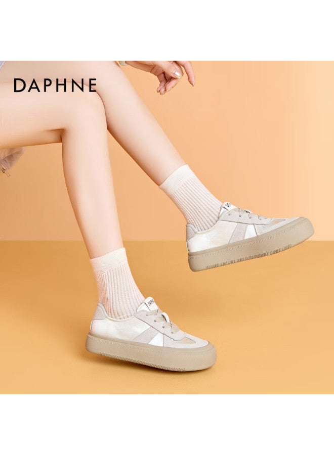 Daphne Thick-soled Training Shoes Spring/autumn New Retro Sports Casual Board Shoes White Sneakers Milky White Color Size 35 - Image 2