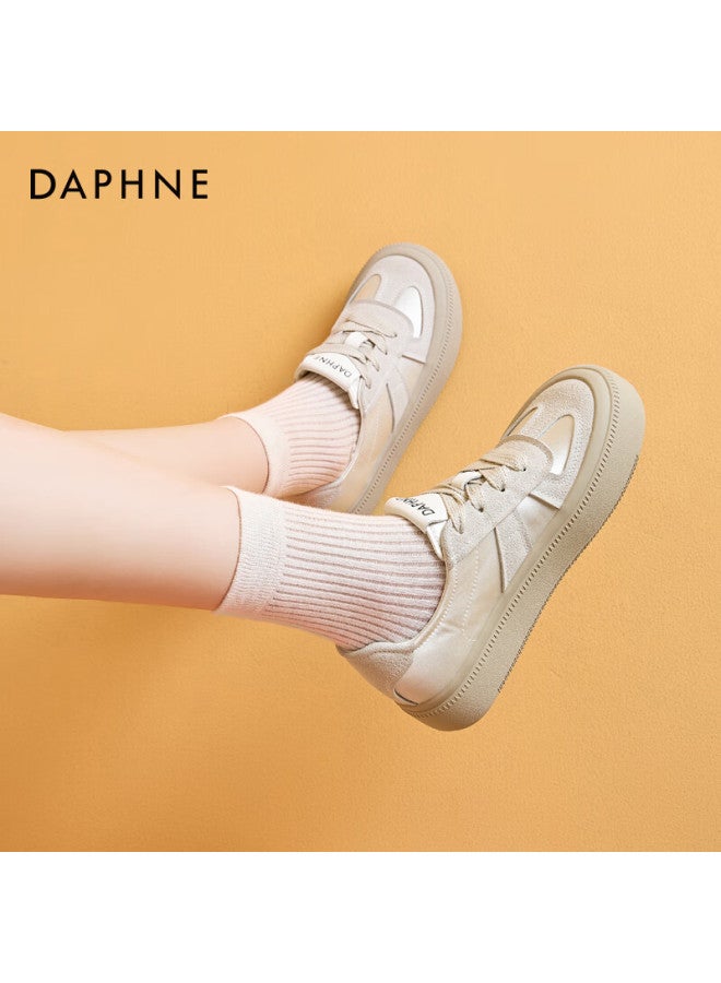 Daphne Thick-soled Training Shoes Spring/autumn New Retro Sports Casual Board Shoes White Sneakers Milky White Color Size 35 - Image 3