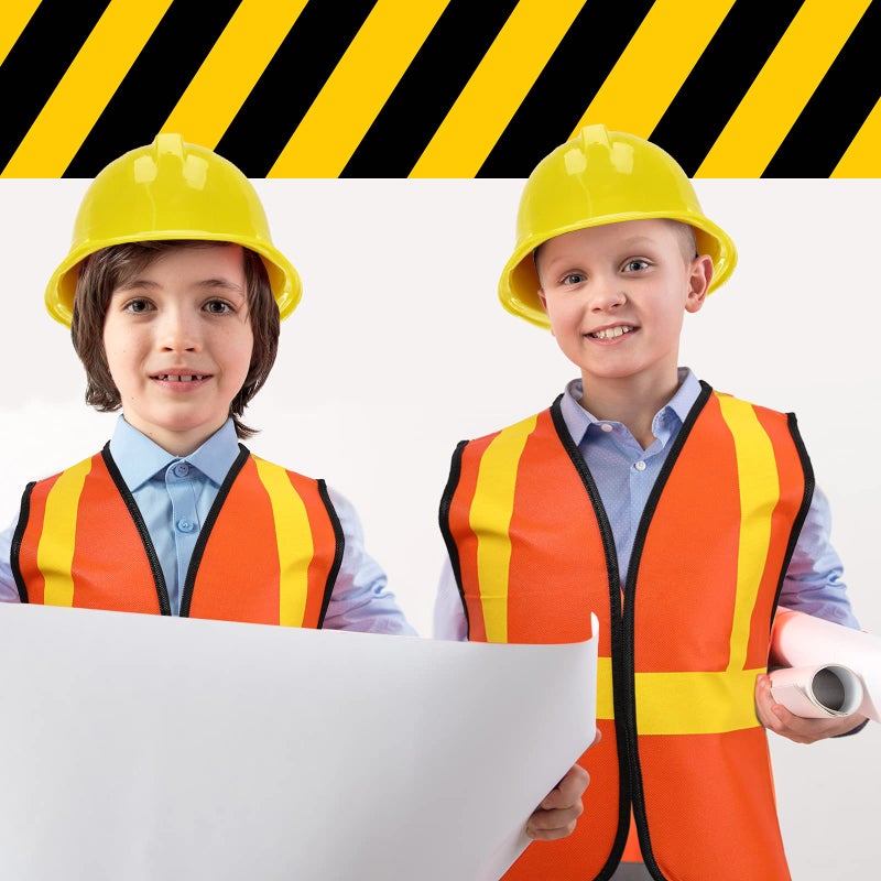 Sumind 48 Packs Construction Party Hats Kids Plastic Worker Helmet Bulk Toy for 38 Years Children Dress up Party SuppliesYellow - Image 3