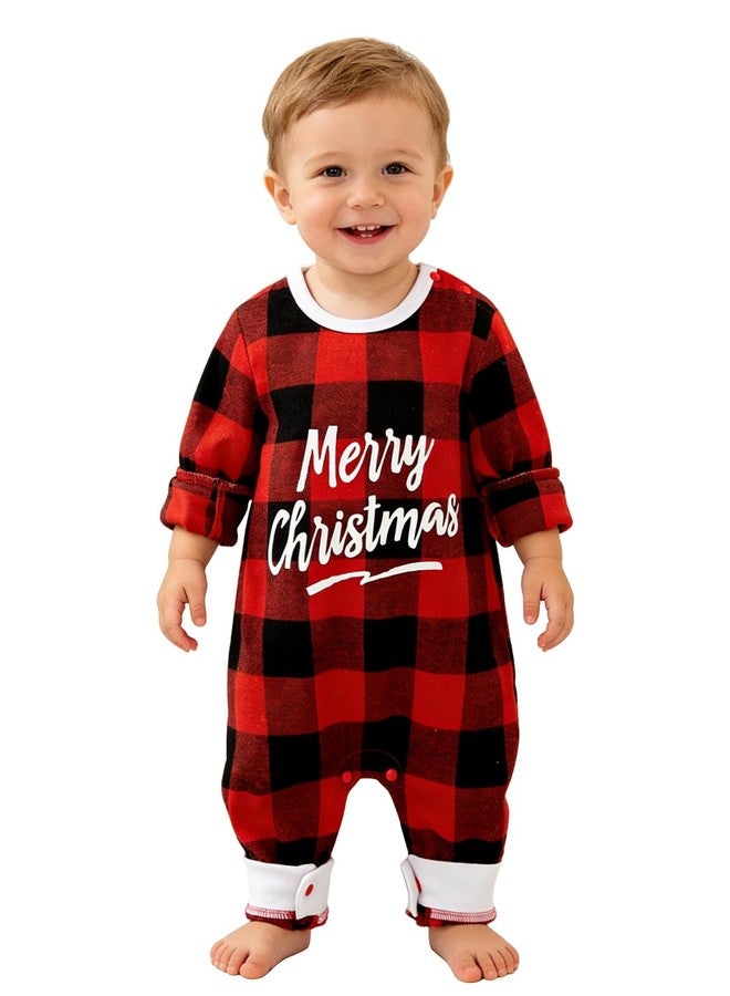 AGQT Infant Baby Boys Christmas Outfit Long Sleeve Onesie One Piece Romper Bodysuit 1st Xmas Clothes Red and Black Plaid Size 3-6 Months - Image 1