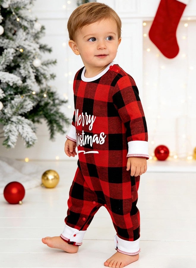 AGQT Infant Baby Boys Christmas Outfit Long Sleeve Onesie One Piece Romper Bodysuit 1st Xmas Clothes Red and Black Plaid Size 3-6 Months - Image 2