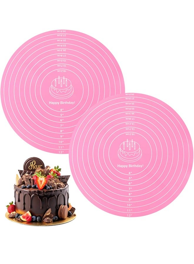 2PCS 12 Inch Silicone Cake Mat Round Baking Mat with Measurements Reusable Non-Stick Sheets Heat Resistant Cookie Pad - Image 1