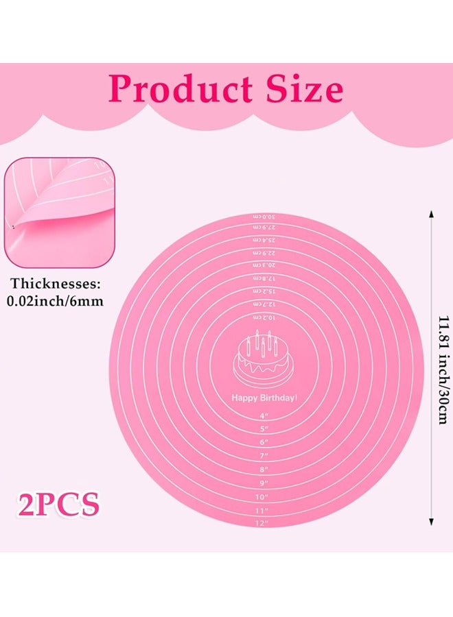 2PCS 12 Inch Silicone Cake Mat Round Baking Mat with Measurements Reusable Non-Stick Sheets Heat Resistant Cookie Pad - Image 2