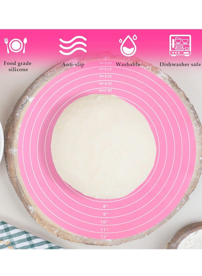 2PCS 12 Inch Silicone Cake Mat Round Baking Mat with Measurements Reusable Non-Stick Sheets Heat Resistant Cookie Pad - Image 4