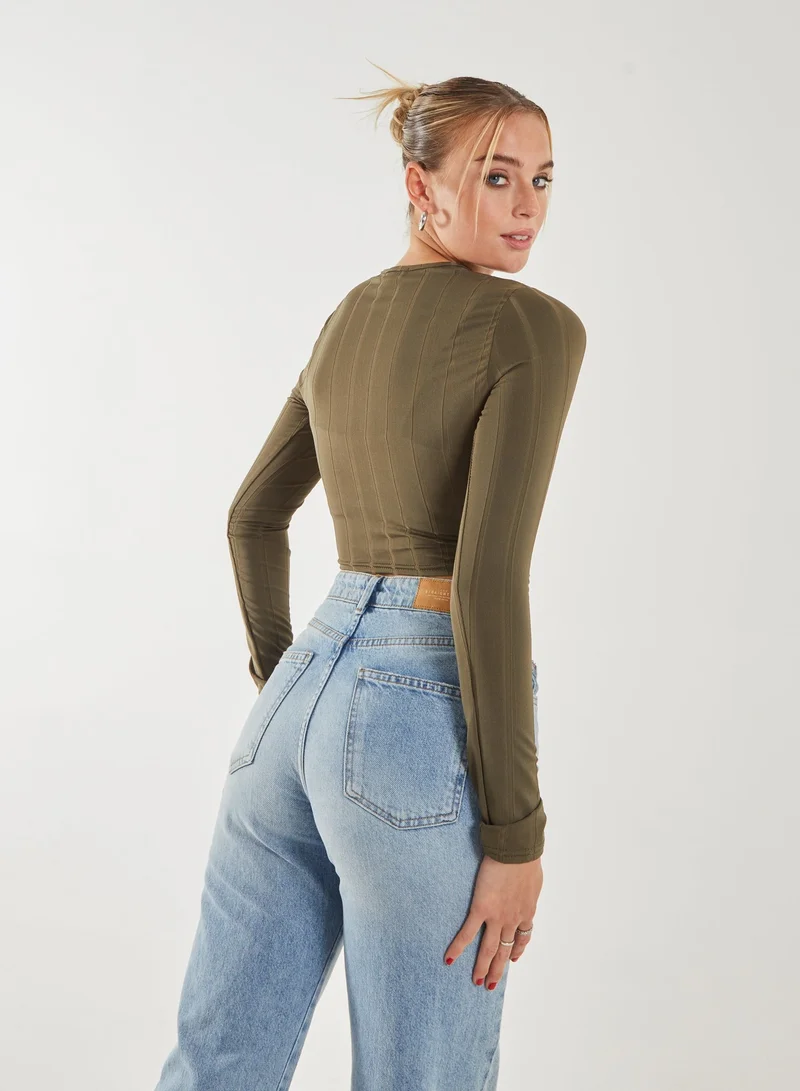 Pink Vanilla Long Sleeve Ruched Asymmetric Top