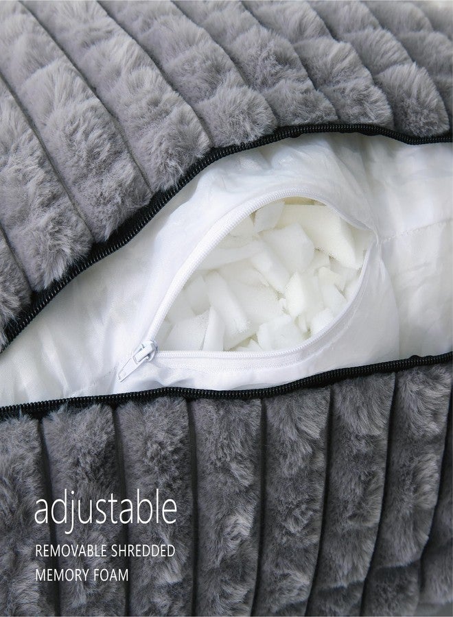 Volple Faux Rabbit Fur Reading Pillow with Arms,Removable Cover, Adjustable Shredded Foam Filling,Bed Rest Back Pillow for Reading,Watching TV,Gaming-Grey - Image 5