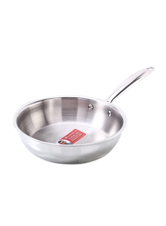 Wonderchef Nigella Tri-ply Stainless-Steel Fry Pan 20cm for Kitchen, 1.1L, Non-Toxic, Chemical & PFOA Free, Gas Stove & Induction Friendly, Heavy Bottom, Cool-Touch Handle, 10-Yr Warranty, Silver - Image 1