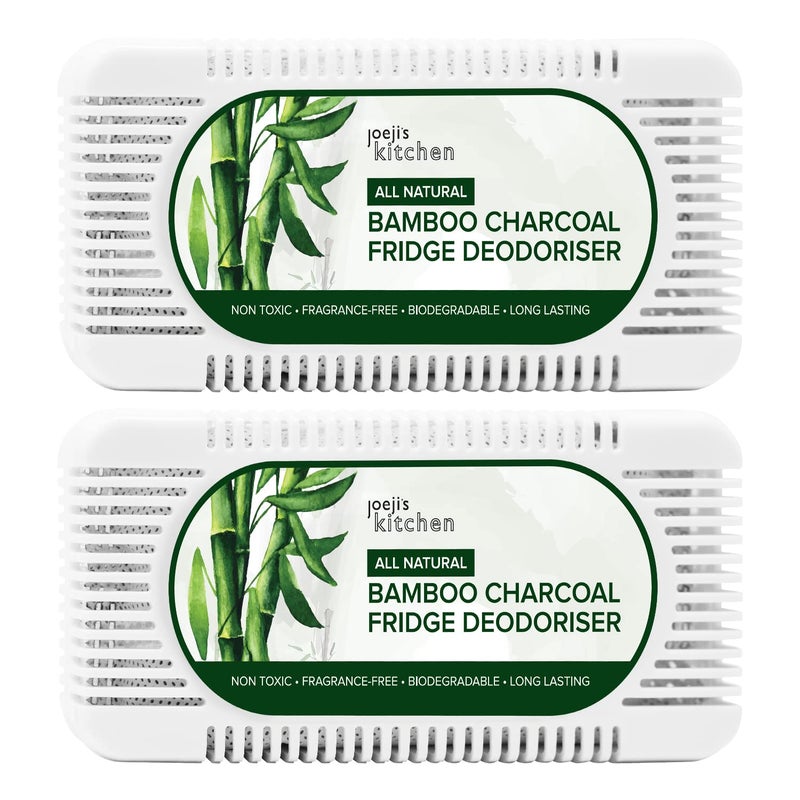 joeji's kitchen All Natural Bamboo Charcoal Fridge Deodoriser - Long Lasting 12 Months Odour Absorber - Non-Toxic & Fragrance-Free - 2 Pack