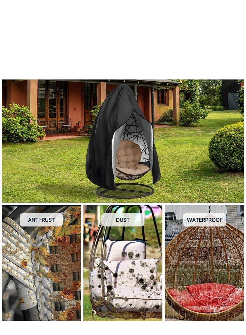 Excefore Egg Chair Cover, Patio Hanging Chair Cover - Waterproof Outdoor Hanging with Durable Hem Cord, 210D Oxford Wicker Egg Swing Chair Cover Patio Swing Chair Cover 115cm D x 190cm H - Image 3