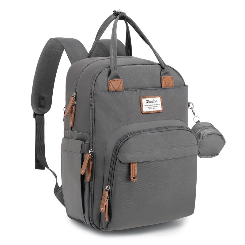 RUVALINO Diaper Bag Backpack, Multifunction Travel Back Pack Maternity Baby Changing Bags, Large Capacity, Waterproof and Stylish, Iron Gray - Image 1
