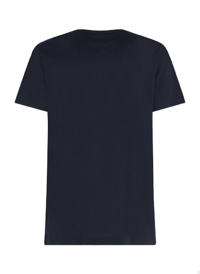 TOMMY HILFIGER - Men's Central Chest Striped T-shirt - Cotton, Blue - Image 1