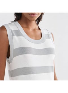 FAV Textured Sleeveless Dress with Round Neck  - Image 4