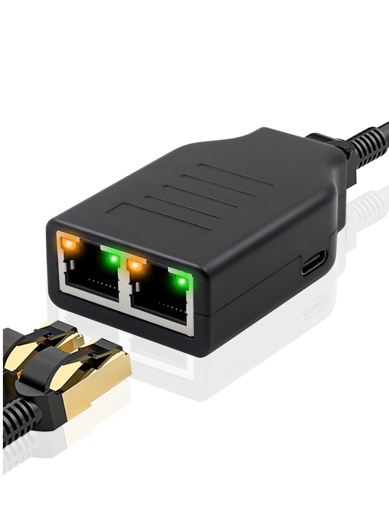 Excefore Ethernet Splitter 1 to 2, 100Mbps Network Splitter, RJ45 Splitter Adapter, Compatible with Cat5/5e/6/7/8 Cable - Image 1