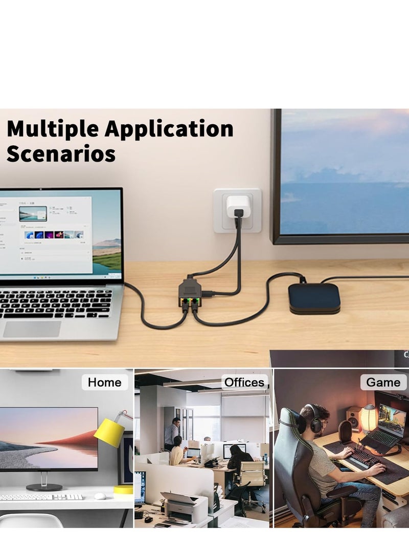 Excefore Ethernet Splitter 1 to 2, 100Mbps Network Splitter, RJ45 Splitter Adapter, Compatible with Cat5/5e/6/7/8 Cable - Image 2