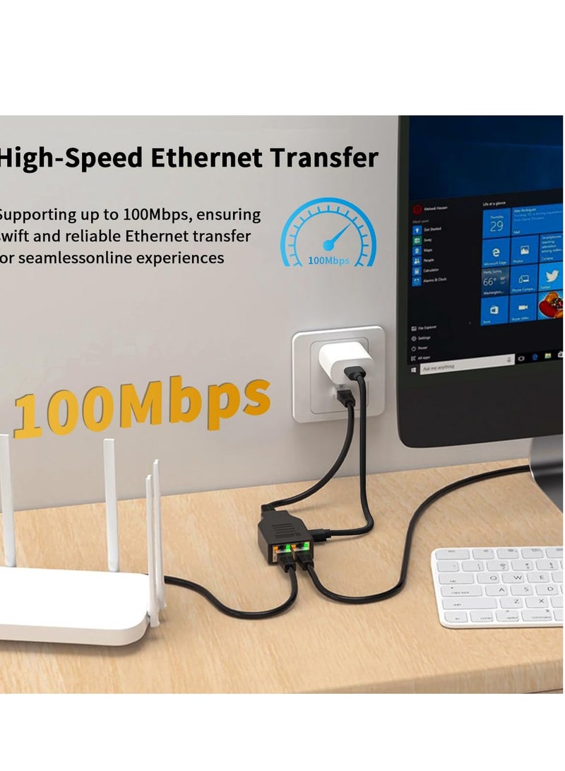 Excefore Ethernet Splitter 1 to 2, 100Mbps Network Splitter, RJ45 Splitter Adapter, Compatible with Cat5/5e/6/7/8 Cable - Image 4