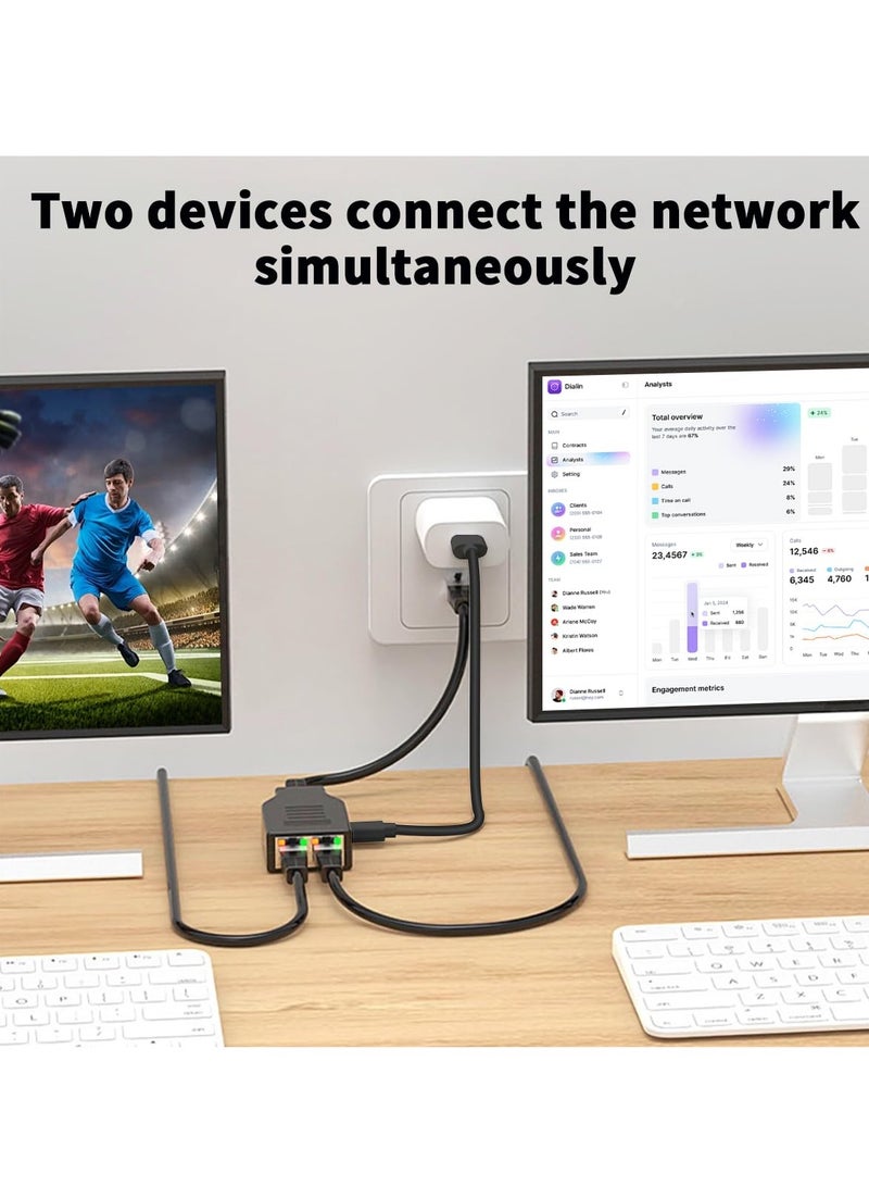 Excefore Ethernet Splitter 1 to 2, 100Mbps Network Splitter, RJ45 Splitter Adapter, Compatible with Cat5/5e/6/7/8 Cable - Image 3