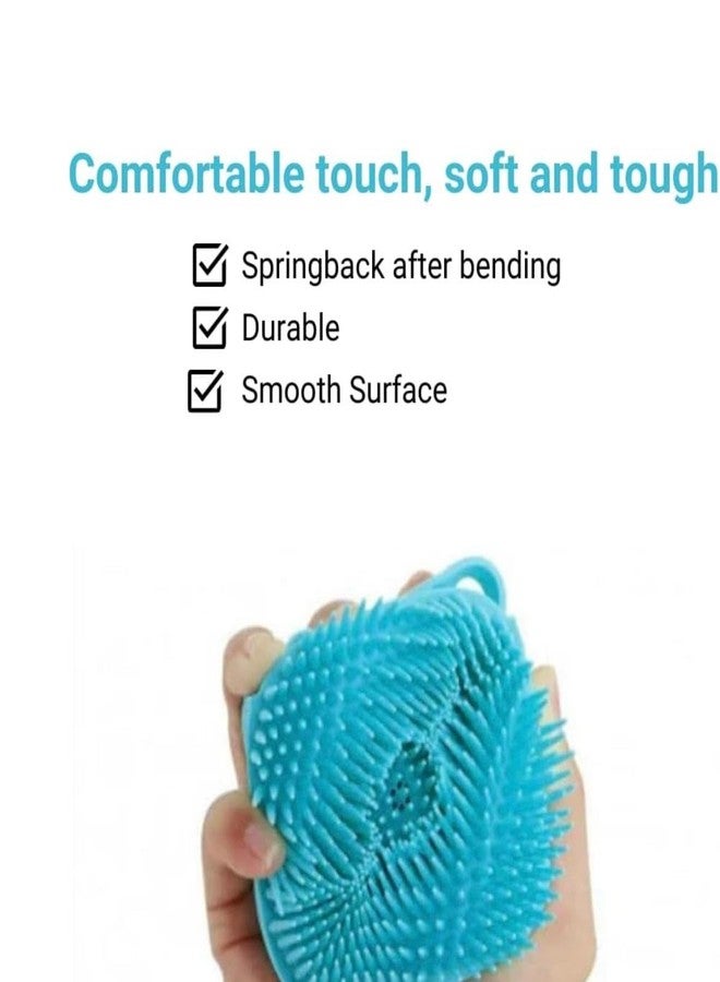 My Mini Beast Dog Bath Brush with Shampoo Dispenser, Body Scrubber and Tick Remover, Blue Silicone Pet Grooming Tool Brushes for Pet Puppy Dogs - Image 2