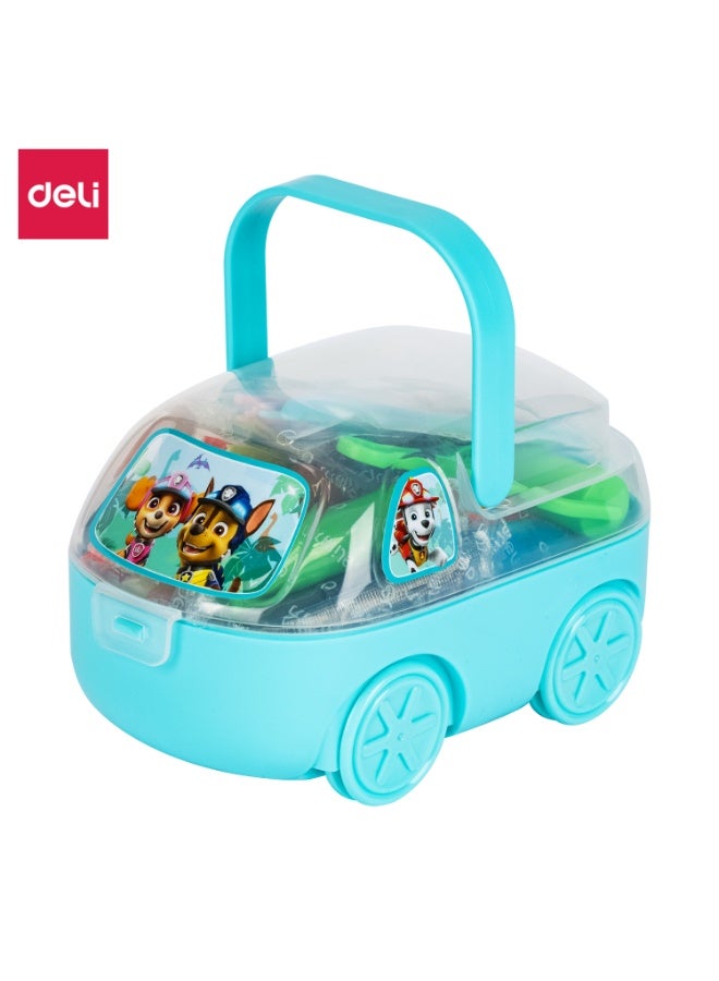 Deli EH701 Paw Patrol Dough Set 鈥?24 Colors Modeling Clay Kit in Car-Shaped Carry Case 鈥?Non-Toxic Play Dough for Kids Ages 3+, Creative Sensory Toy Gift - Image 1