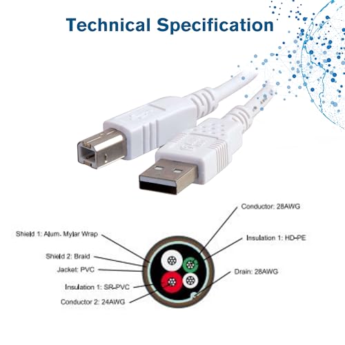 C2G USB Cable, USB 2.0 Cable, USB A to B Cable, 3.28 Feet (1 Meter), White, Cables to Go 13171 - Image 5