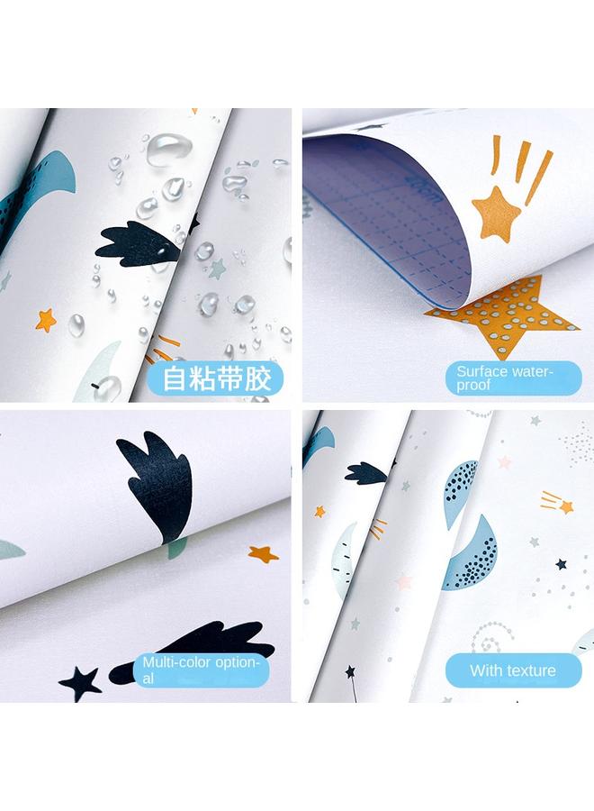 Bluejw Free Shipping Cute Cartoon Self-adhesive Wallpaper White Wallpaper Bedroom Kindergarten Desktop Cabinet Renovated Star Stickers - Image 5