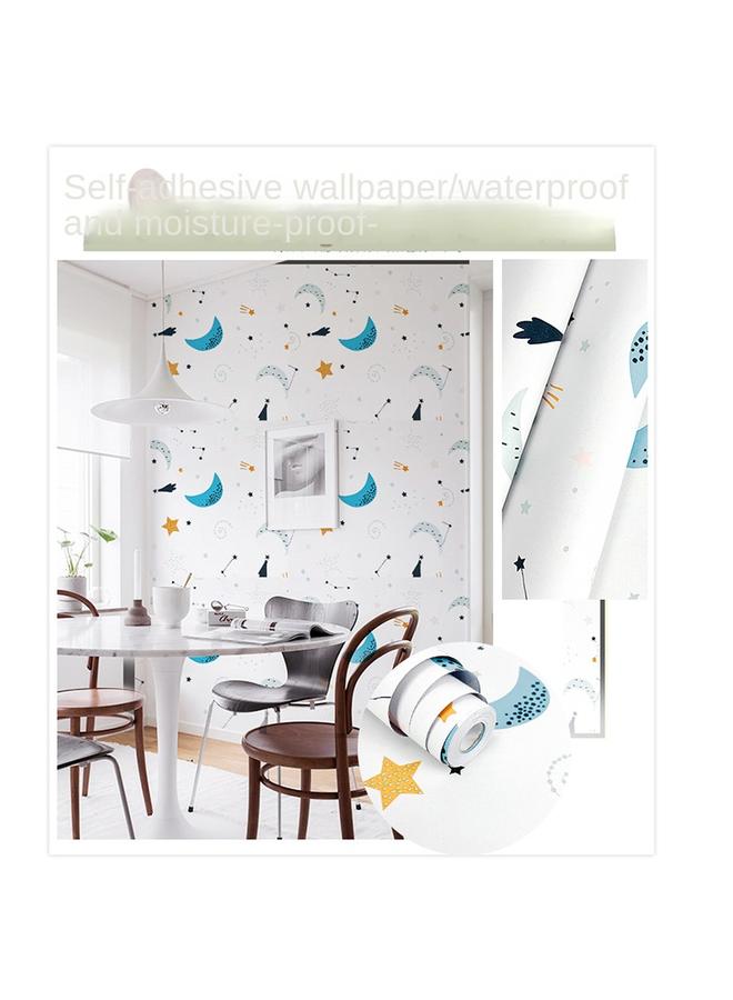 Bluejw Free Shipping Cute Cartoon Self-adhesive Wallpaper White Wallpaper Bedroom Kindergarten Desktop Cabinet Renovated Star Stickers - Image 3