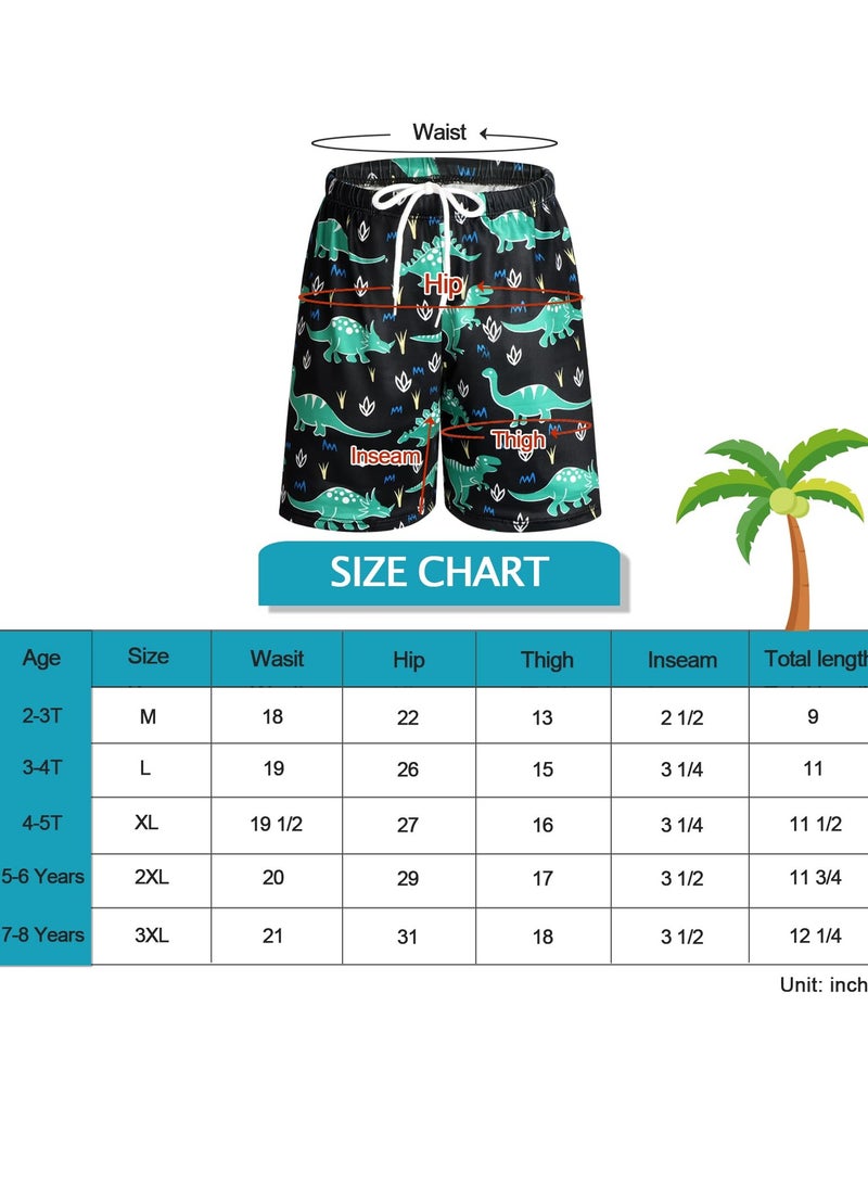 Zikra Boys Swim Trunks Quick Dry Board Shorts with Inner Mesh Liner Elastic Waistband and Drawstring Closure 3D Print Dinosaurs - Image 5