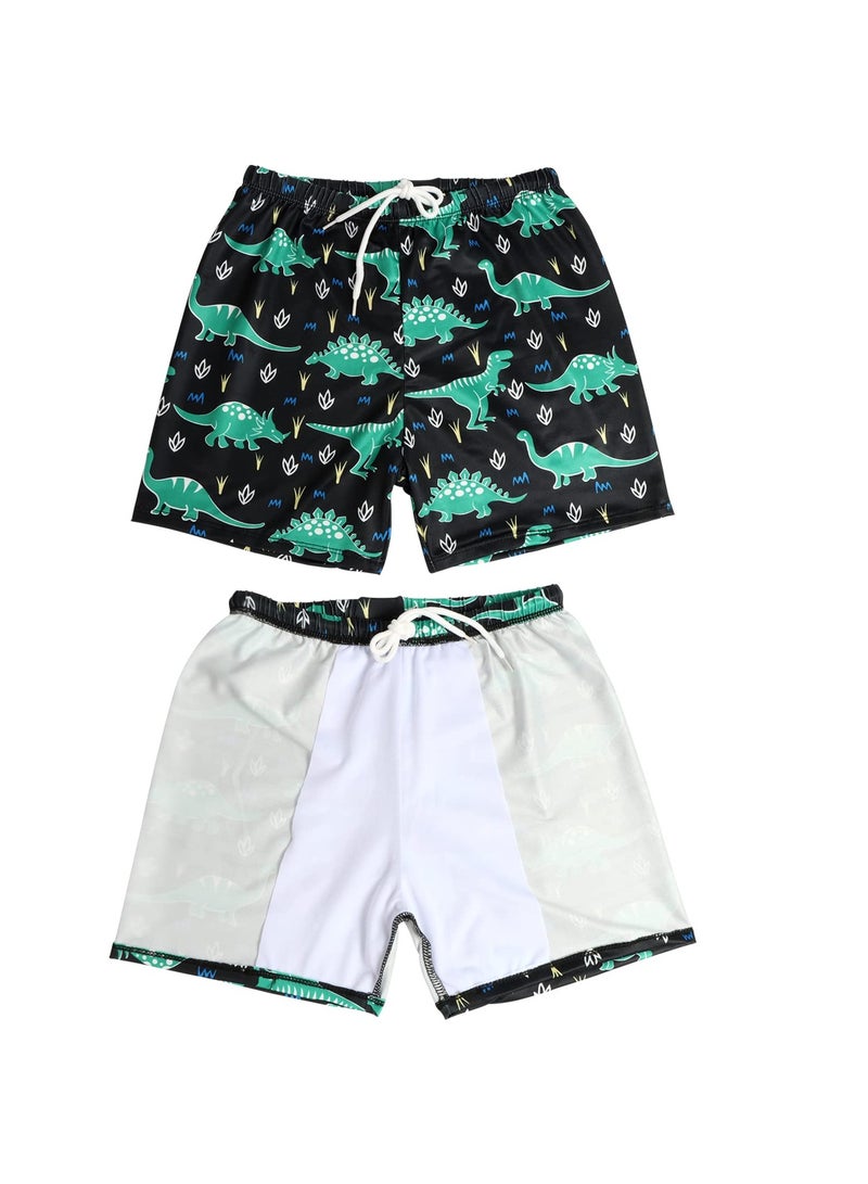 Zikra Boys Swim Trunks Quick Dry Board Shorts with Inner Mesh Liner Elastic Waistband and Drawstring Closure 3D Print Dinosaurs - Image 1