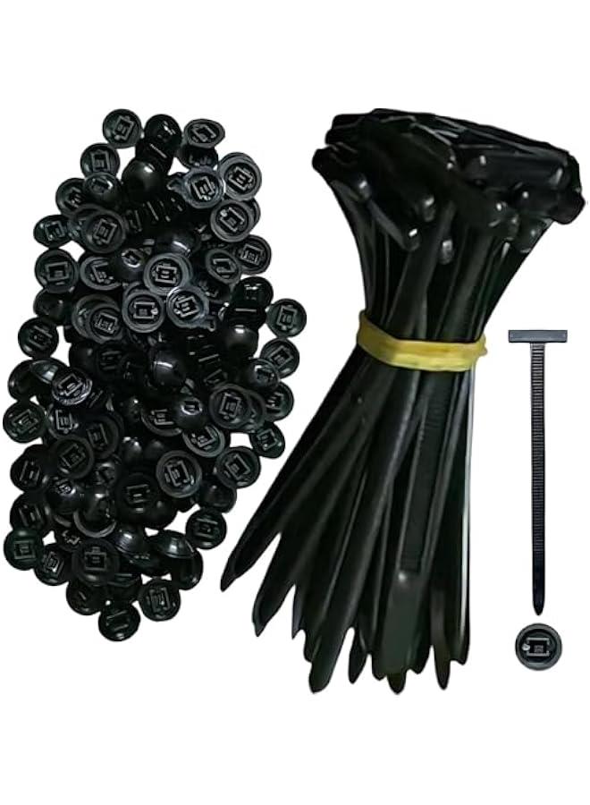 Arabest Nylon Universal Cable Tie Buckle,Plastic Cable Ties Tool, Heavy Duty Self-Locking Zip Ties Holder with Pin & on Design,UV Resistant Black Zipties for Car Daily Auto Fixing (20PCS) - Image 1