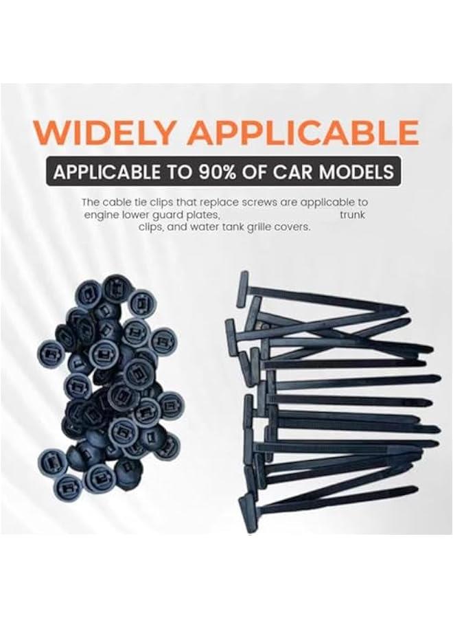 Arabest Nylon Universal Cable Tie Buckle,Plastic Cable Ties Tool, Heavy Duty Self-Locking Zip Ties Holder with Pin & on Design,UV Resistant Black Zipties for Car Daily Auto Fixing (20PCS) - Image 2