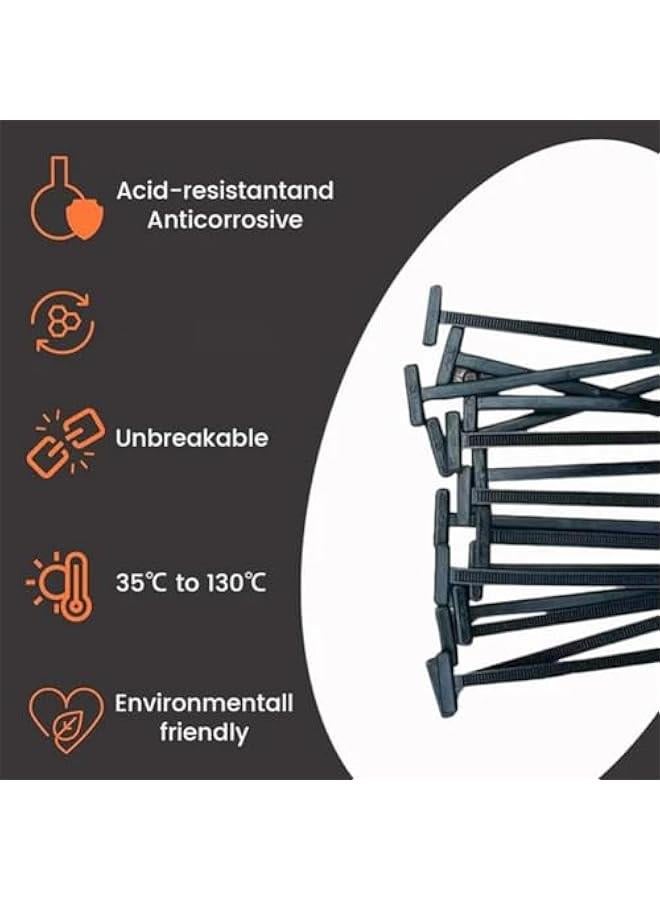 Arabest Nylon Universal Cable Tie Buckle,Plastic Cable Ties Tool, Heavy Duty Self-Locking Zip Ties Holder with Pin & on Design,UV Resistant Black Zipties for Car Daily Auto Fixing (20PCS) - Image 4