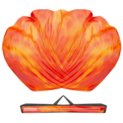 Baisdan 54"x54" Worship Flags for Dance Church, Praise Dance Flags, Silk-like Chiffon Flag with Flexible Rods & Storage Bag, Set of 2, Orange-Red - Image 1