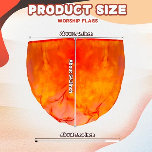 Baisdan 54"x54" Worship Flags for Dance Church, Praise Dance Flags, Silk-like Chiffon Flag with Flexible Rods & Storage Bag, Set of 2, Orange-Red - Image 2