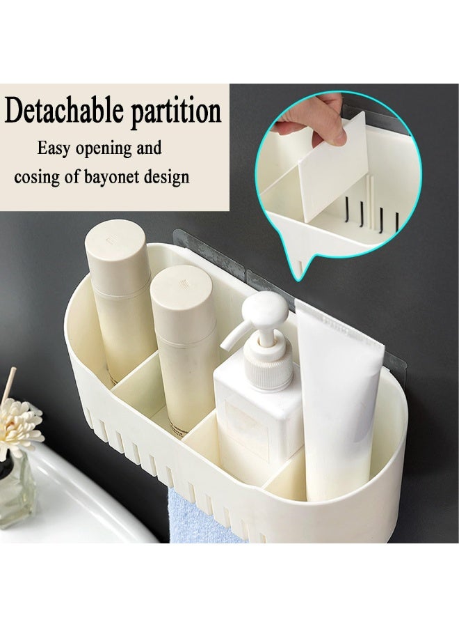 كيلا حامل دش ذاتي اللصق، ملحقات منظم دش الحمام مع خطاف، رف دش منزلي بدون حفر للدش الداخلي، سلة حائط بلاستيكية لرف تخزين المطبخ (أبيض) - Image 5