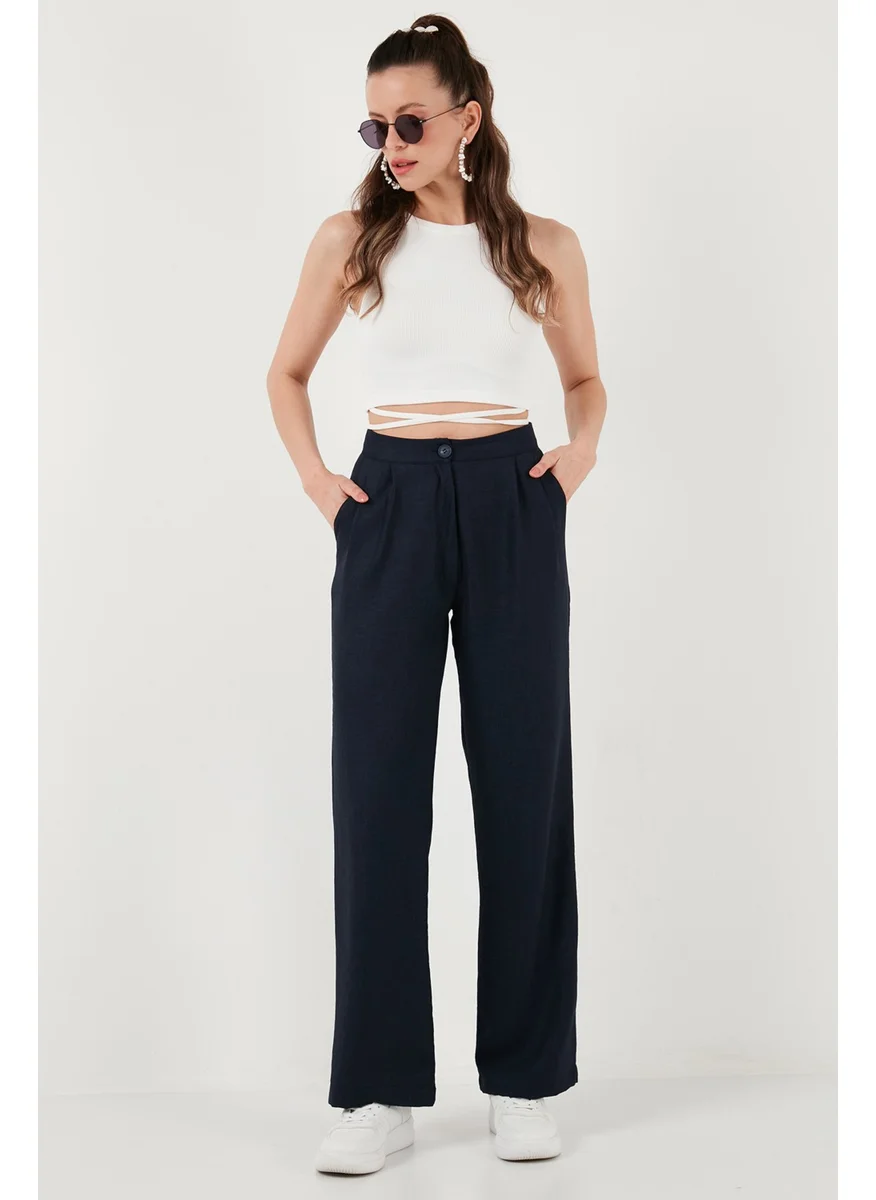 Lela Cotton Relaxed Fit High Waist Wide Leg Trousers Women's Trousers 673P1011